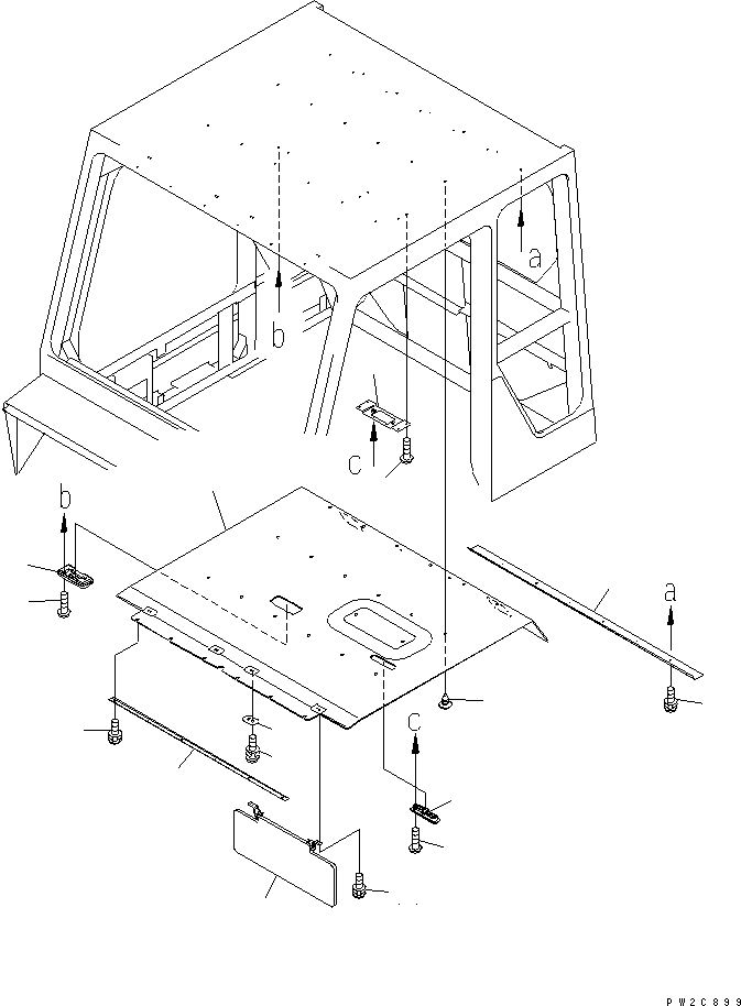Komatsu parts book diagram for HM300-1 S/N 1001-UP: CAB SUB ASS'Y (OPERATOR'S CAB) (UPPER INTERIOR)(#1016-)