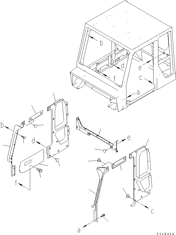 Komatsu parts book diagram for HM300-1 S/N 1001-UP: CAB SUB ASS'Y (OPERATOR'S CAB) (INSIDE COVER)(#1016-)