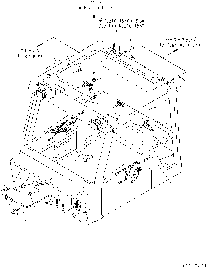 Komatsu parts book diagram for HM300-1 S/N 1001-UP: CAB SUB ASS'Y (OPERATOR'S CAB) (HARNESS)(#1016-)