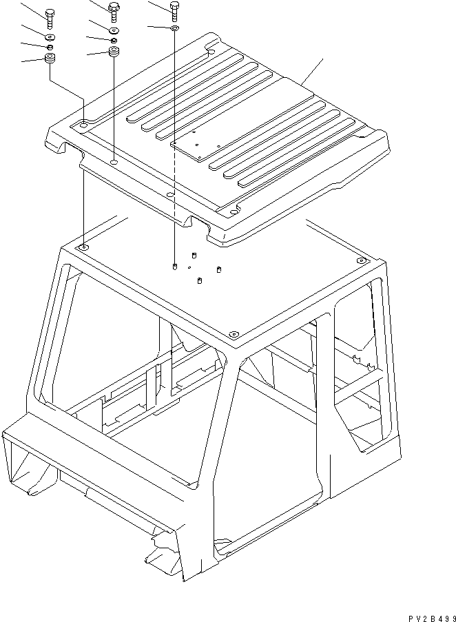Komatsu parts book diagram for HM300-1 S/N 1001-UP: CAB SUB ASS'Y (OPERATOR'S CAB) (ROOF AND MOUNTING PARTS)(#1016-)