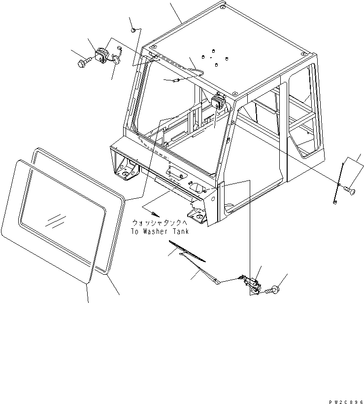 Komatsu parts book diagram for HM300-1 S/N 1001-UP: OPERATOR'S CAB (CAB AND FRONT PARTS)(#1001-1015)