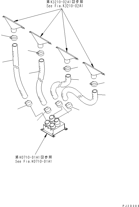 Dump Trucks Komatsu / HM300-1 S/N 1001-UP(hm300-1c) / AIR CONDITIONER (CAR HEATER) (HEATER PIPING)(240540 : K0710-02A1)