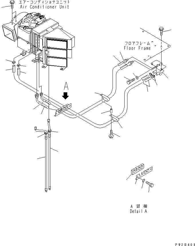 Komatsu parts book diagram for HM300-1 S/N 1001-UP: AIR CONDITIONER (AIR CONDITIONERER PIPING)(#1001-1015)