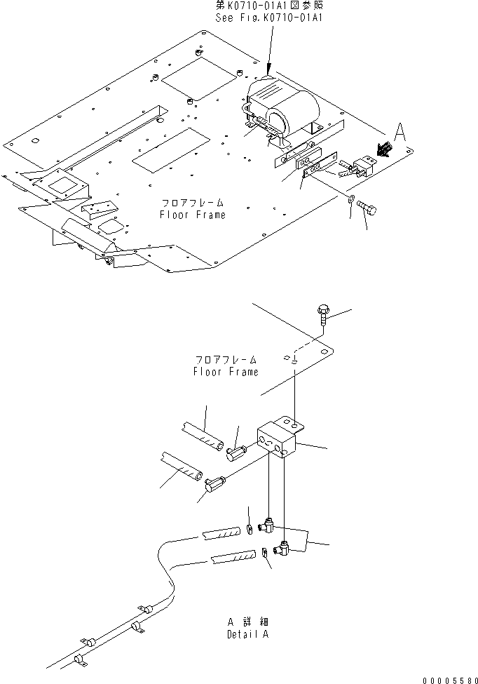 Komatsu parts book diagram for HM300-1 S/N 1001-UP: AIR CONDITIONER (CAR HEATER) (WATER PIPING)