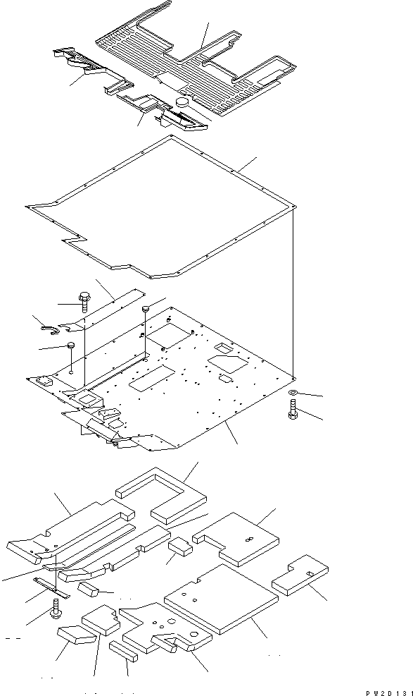 Komatsu parts book diagram for HM300-1 S/N 1001-UP: FLOOR (FLOOR FRAME AND MAT)(#1001-1015)