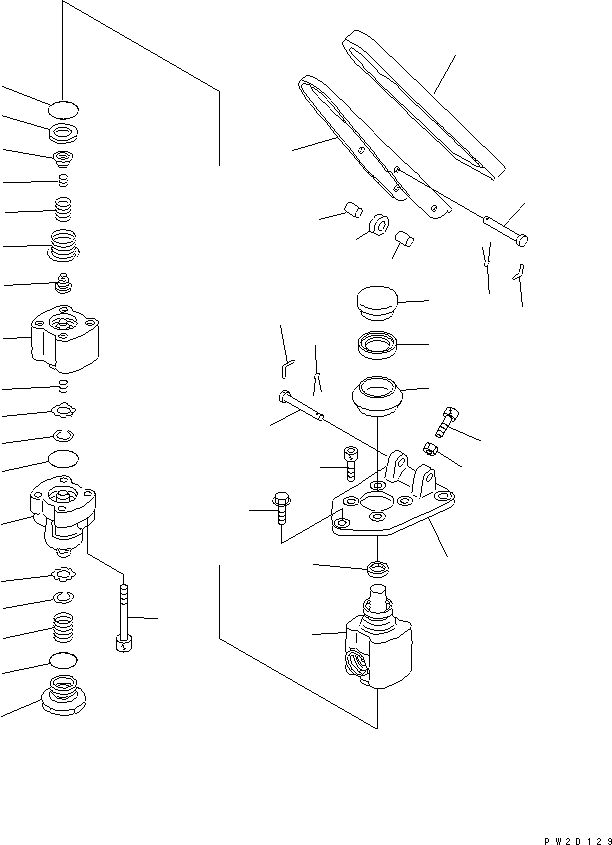 Komatsu parts book diagram for HM300-1 S/N 1001-UP: FLOOR SUB ASS'Y (BRAKE VALVE ? INNER PARTS)(#1016-)