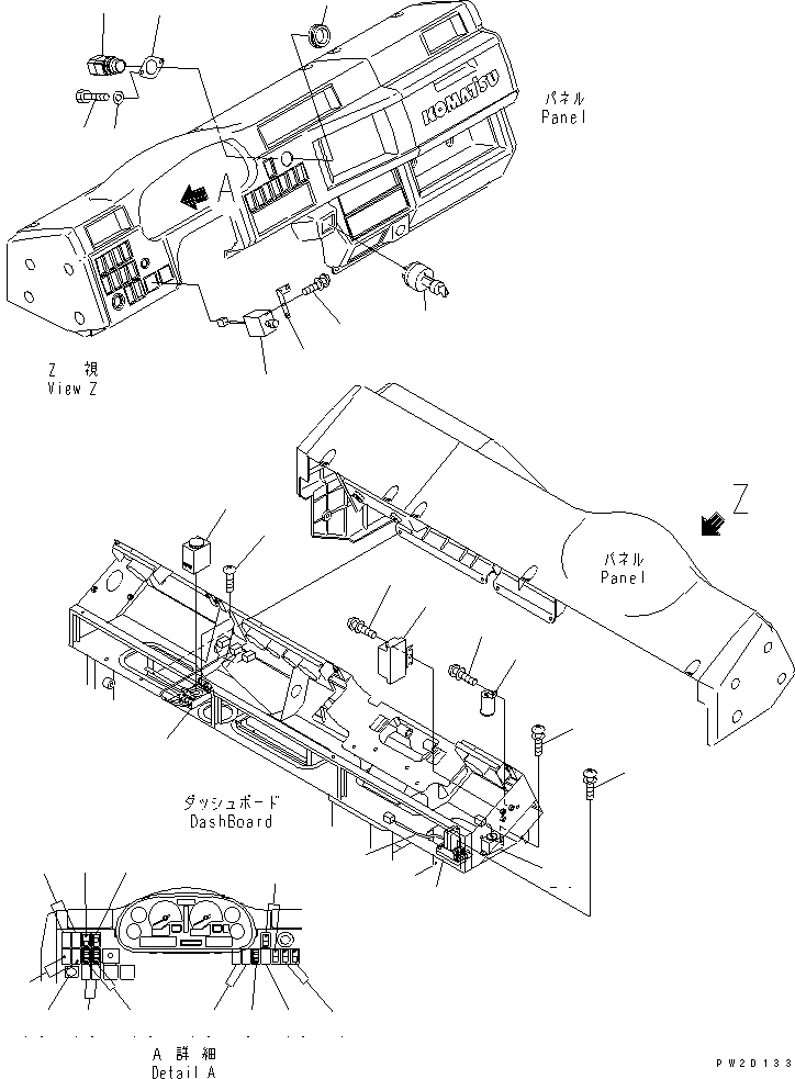 Komatsu parts book diagram for HM300-1 S/N 1001-UP: INSTRUMENT PANEL (ELECTRICAL SYSTEM)(#1001-1015)