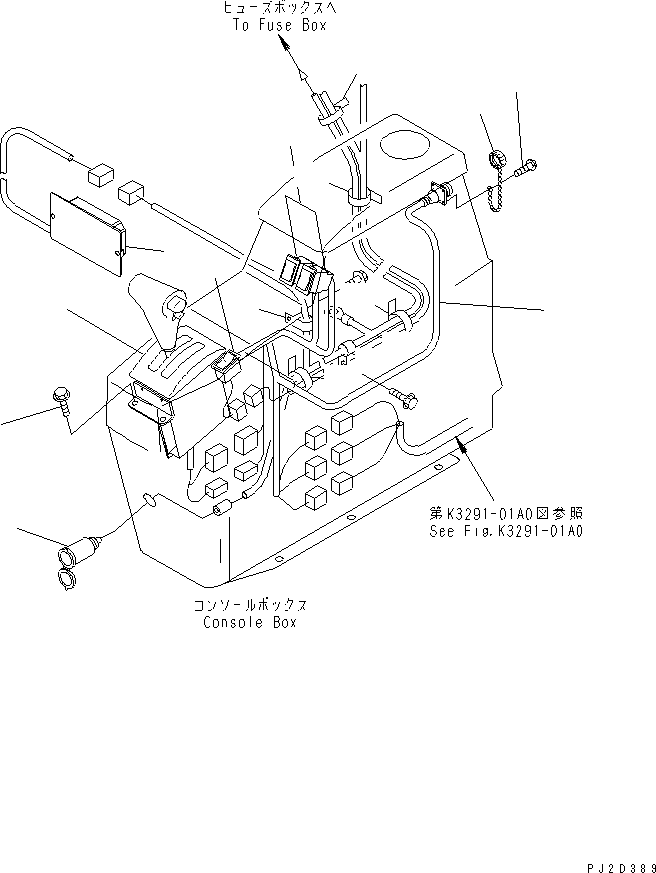 Komatsu parts book diagram for HM300-1 S/N 1001-UP: CONSOLE BOX (ELECTRICAL SYSTEM) (12V)(#1001-1015)