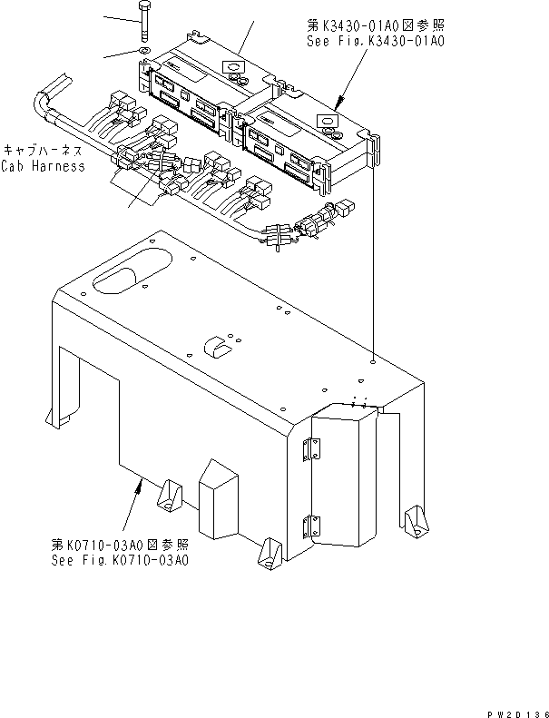 Komatsu parts book diagram for HM300-1 S/N 1001-UP: FLOOR SUB ASS'Y (BRAKE CONTROLLER)(#1016-)