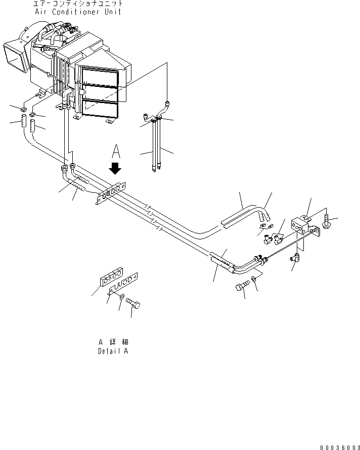 Komatsu parts book diagram for HM300-1 S/N 1001-UP: FLOOR SUB ASS'Y (AIR CONDITIONER) (PIPING)(#1016-)