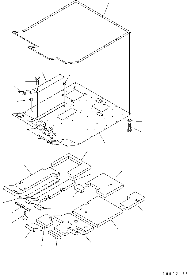 Komatsu parts book diagram for HM300-1 S/N 1001-UP: FLOOR SUB ASS'Y (FLOOR FRAME AND MAT)(#1016-)