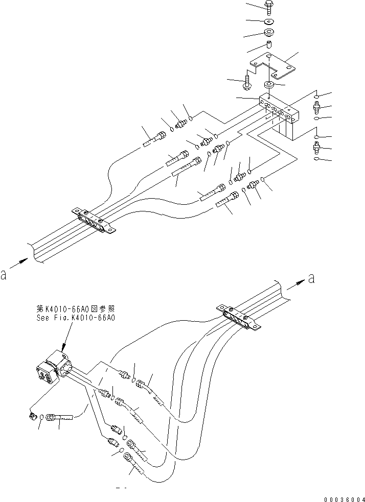 Komatsu parts book diagram for HM300-1 S/N 1001-UP: FLOOR SUB ASS'Y (STEERING VALVE PIPING)(#1016-)
