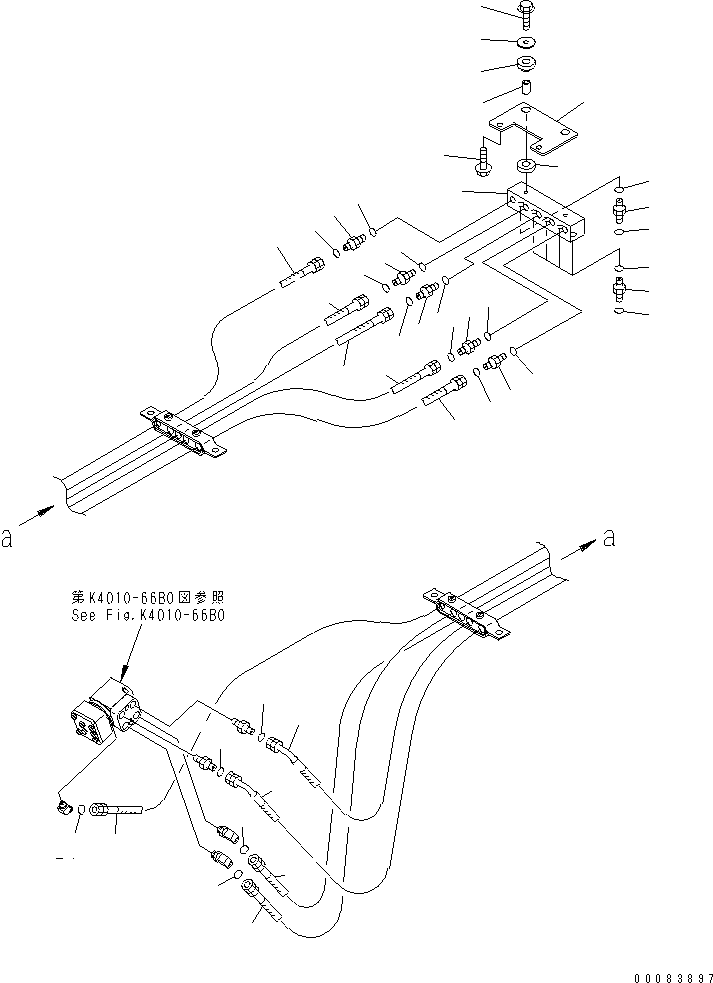 Komatsu parts book diagram for HM300-1 S/N 1001-UP: FLOOR SUB ASS'Y (STEERING VALVE PIPING) (COLD SPEC.)(#1626-)
