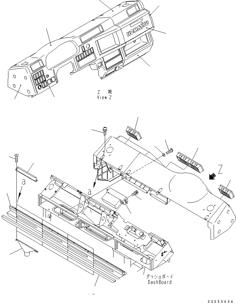 Komatsu parts book diagram for HM300-1 S/N 1001-UP: FLOOR SUB ASS'Y (INSTRUMENT PANEL AND AIR CONDITIONER PANEL) (WITH DOOR DEFROSTER)(#1626-)