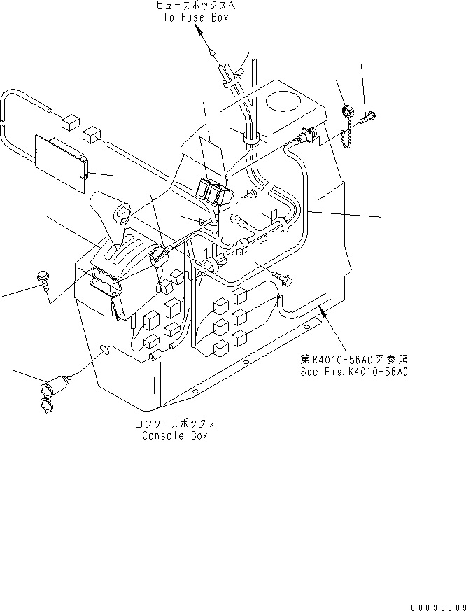 Komatsu parts book diagram for HM300-1 S/N 1001-UP: FLOOR SUB ASS'Y (CONSOLE BOX) (ELECTRICAL SYSTEM) (12V)(#1016-)