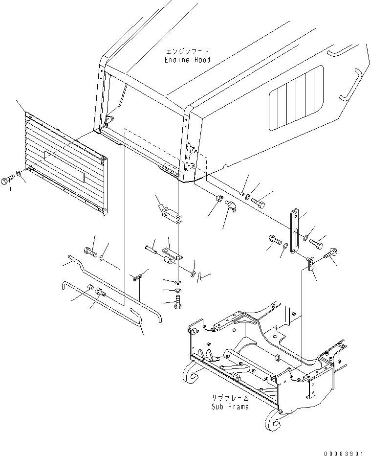 Dump Trucks Komatsu / HM300-1 S/N 1001-UP(hm300-1c) / ENGINE HOOD RELATED PARTS (1/2) (FOR SAND PROTECT) (COLD SPEC.)(#1626-)(300110 : M3141-01A2)