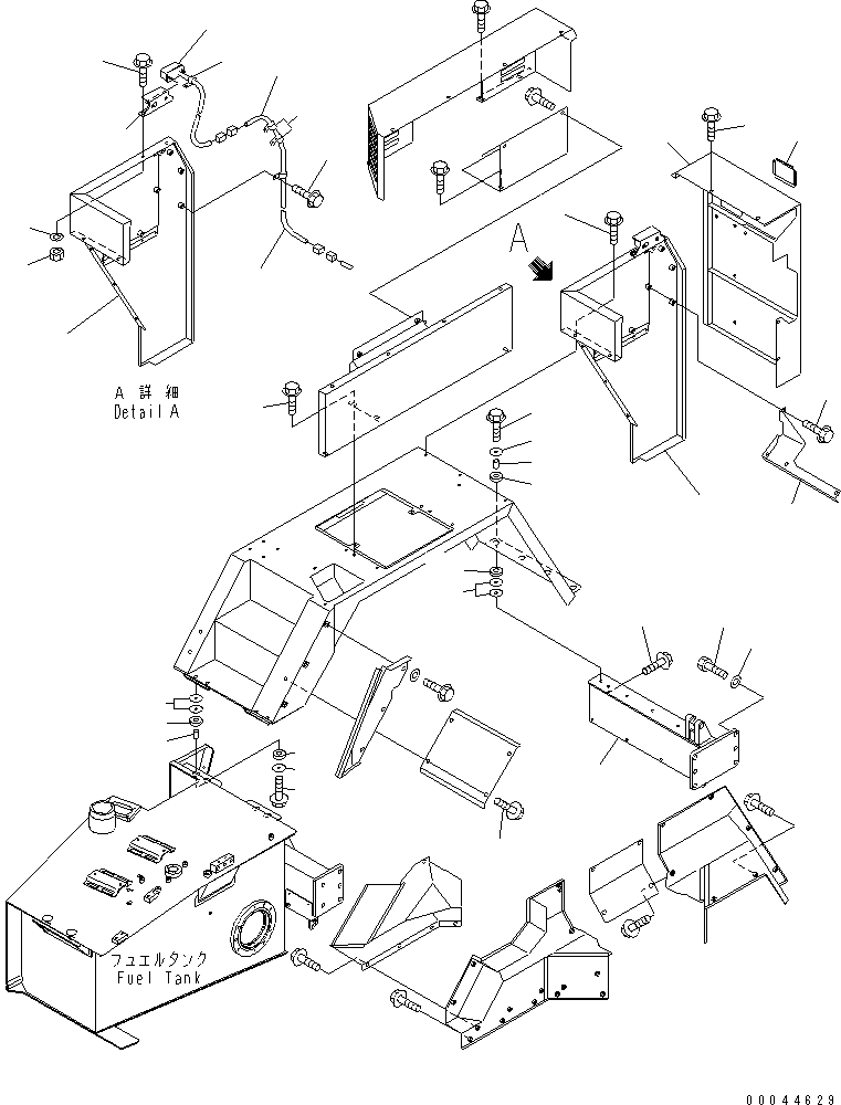 Komatsu parts book diagram for HM300-1 S/N 1001-UP: UPPER FENDER ? R.H.(#1398-)