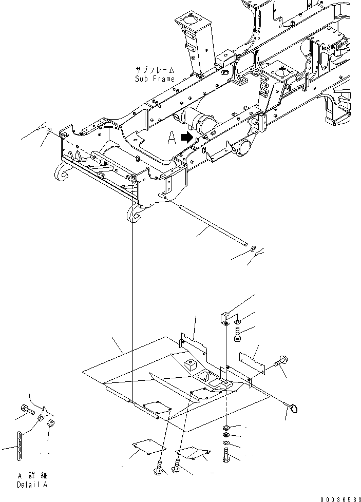 Komatsu parts book diagram for HM300-1 S/N 1001-UP: ENGINE UNDER GUARD(#1041-)