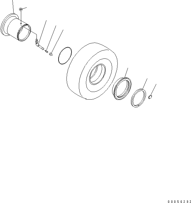 Komatsu parts book diagram for HM300-1 S/N 1001-UP: RIM (24.0-25WTB)(#1023-)