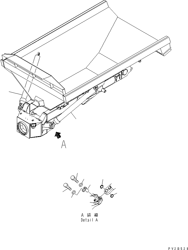 Komatsu parts book diagram for HM300-1 S/N 1001-UP: HOIST CYLINDER AND MOUNTING PARTS