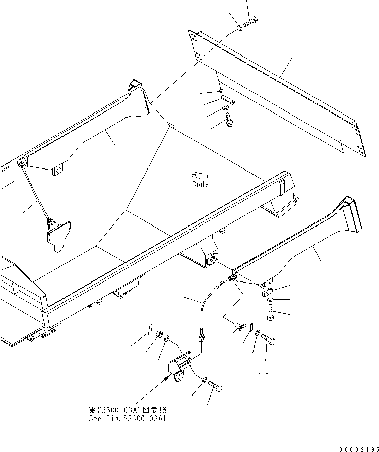 Komatsu parts book diagram for HM300-1 S/N 1001-UP: TAIL GATE(#1001-1150)