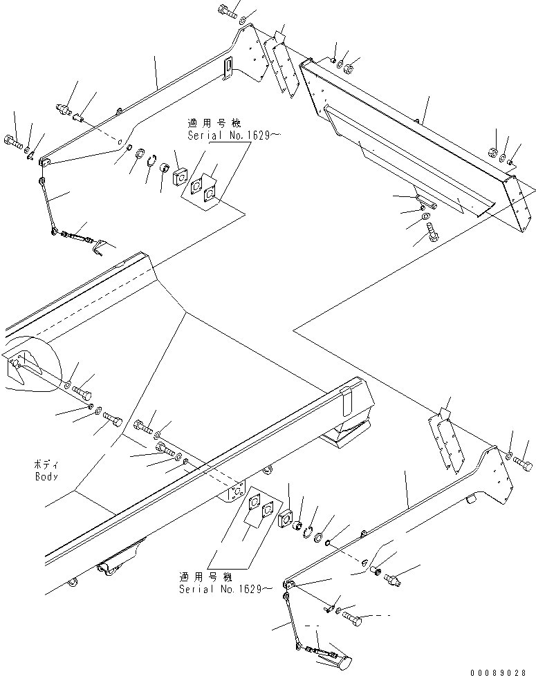 Komatsu parts book diagram for HM300-1 S/N 1001-UP: NEW TAIL GATE(#.-)