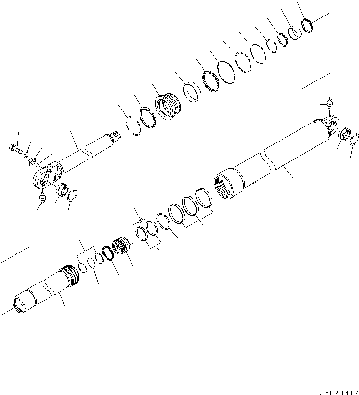 Komatsu parts book diagram for HM300-1 S/N 1001-UP: HOIST CYLINDER(#1033-1627)