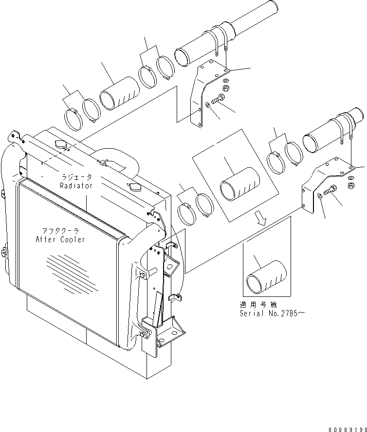 Dump Trucks Komatsu / HM300-2 S/N 2001-2784 (ecot3, For EU)(hm300-2c) / RADIATOR (AIR INTAKE PIPING)(#2001-)(060040 : C0110-04A0)