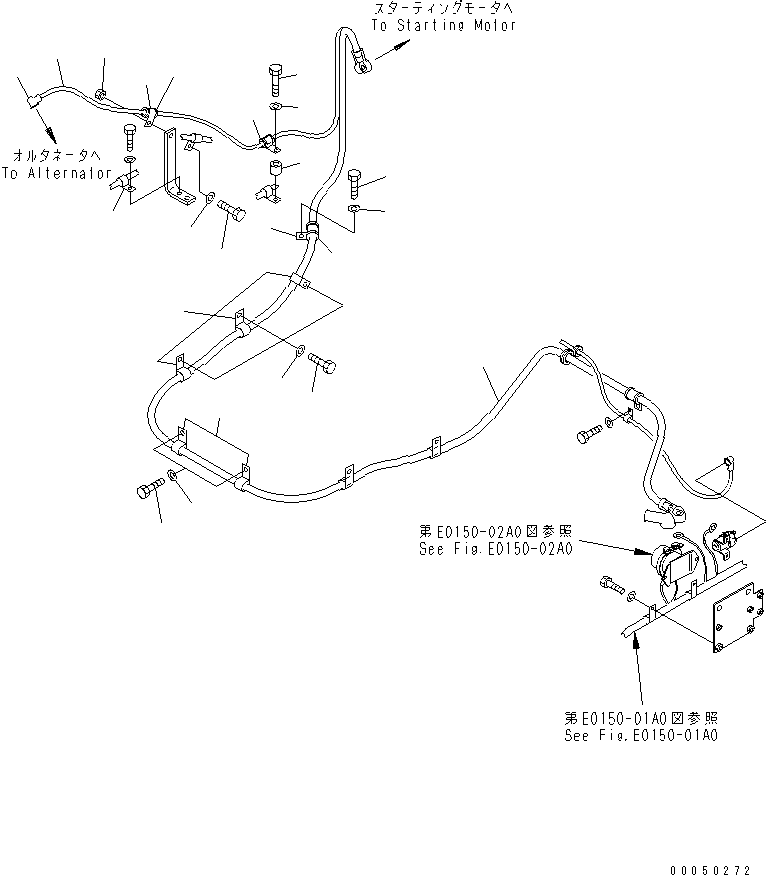 Dump Trucks Komatsu / HM300-2 S/N 2001-2784 (ecot3, For EU)(hm300-2c) / BATTERY CABLE AND CLAMP(#2001-)(120010 : E0100-01A0)