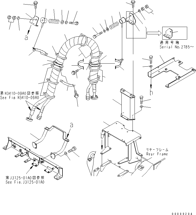 Dump Trucks Komatsu / HM300-2 S/N 2001-2784 (ecot3, For EU)(hm300-2c) / HYDRAULIC PIPING (PIPING MOUNTING PARTS)(#2001-)(180390 : H3410-10A0)