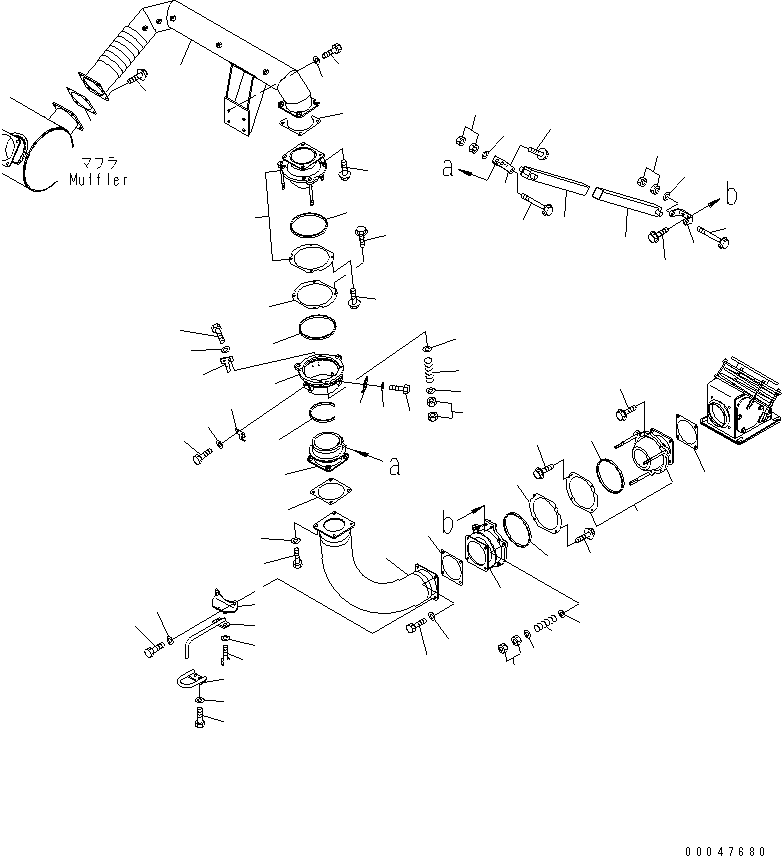 Dump Trucks Komatsu / HM300-2 S/N 2001-2784 (ecot3, For EU)(hm300-2c) / EXHAUST PIPING (1/2)(#2001-)(210170 : J3510-01A0)