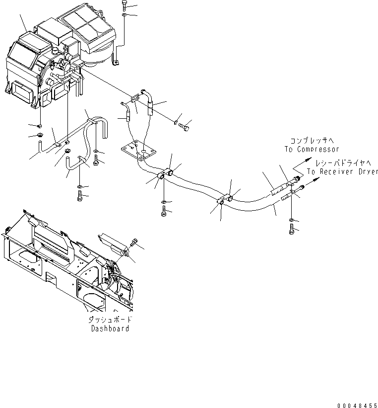 Dump Trucks Komatsu / HM300-2 S/N 2001-2784 (ecot3, For EU)(hm300-2c) / FLOOR (AIR CONDITIONER UNIT AND PIPING)(#2611-)(240560 : K0200-31B0)