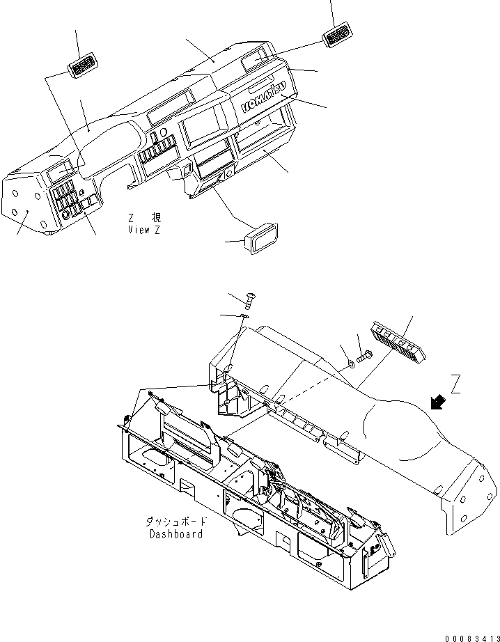 Dump Trucks Komatsu / HM300-2 S/N 2001-2784 (ecot3, For EU)(hm300-2c) / FLOOR (DASHBOARD COVER)(#2611-)(240730 : K0200-42B0)