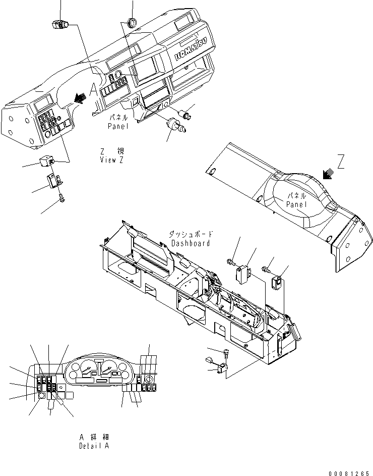 Dump Trucks Komatsu / HM300-2 S/N 2001-2784 (ecot3, For EU)(hm300-2c) / FLOOR (INSTRUMENT PANEL) (WITH SIDE AND BEACON LAMP SWITCH)(#2611-)(240930 : K0200-44B2)