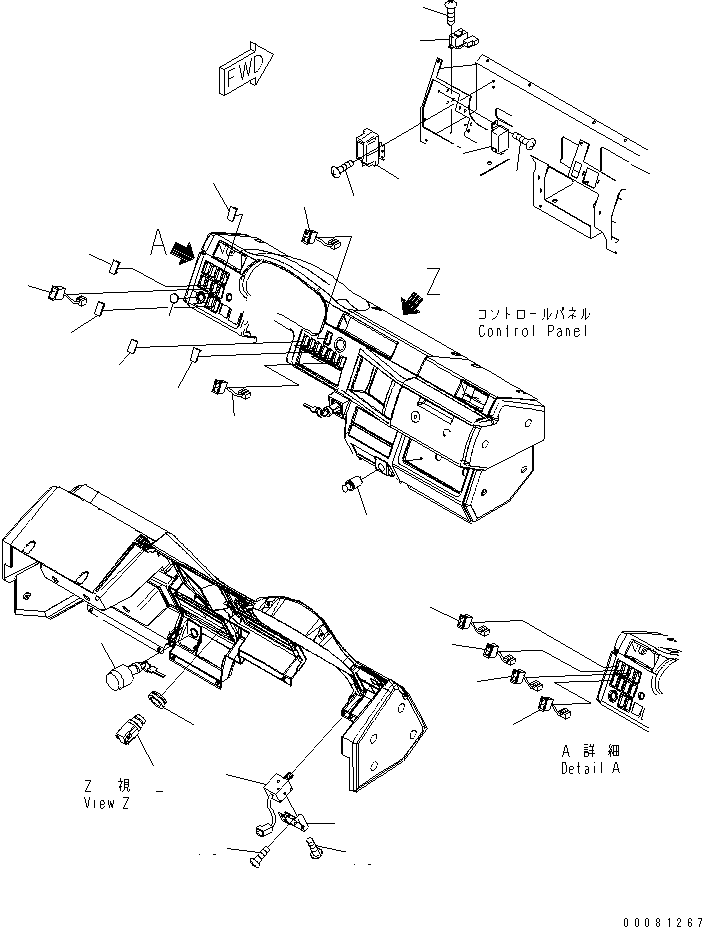 Dump Trucks Komatsu / HM300-2 S/N 2001-2784 (ecot3, For EU)(hm300-2c) / FLOOR (INSTRUMENT PANEL) (WITH FOG LAMP SWITCH)(#2611-)(240950 : K0200-44B7)