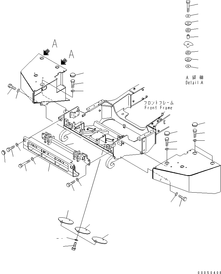 Dump Trucks Komatsu / HM300-2 S/N 2001-2784 (ecot3, For EU)(hm300-2c) / CENTER BUMPER AND MOUNTING PARTS(#2001-2091)(270280 : M3410-01A0)