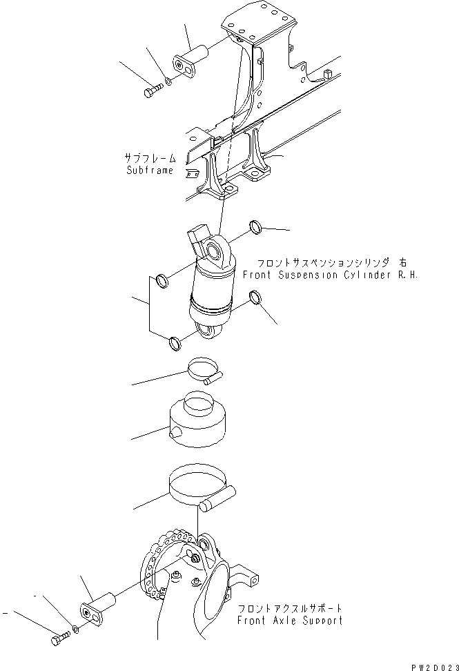 Dump Trucks Komatsu / HM300-2 S/N 2001-2784 (ecot3, For EU)(hm300-2c) / FRONT SUSPENSION CYLINDER (R.H.)(#2001-)(300190 : S3200-02A0)