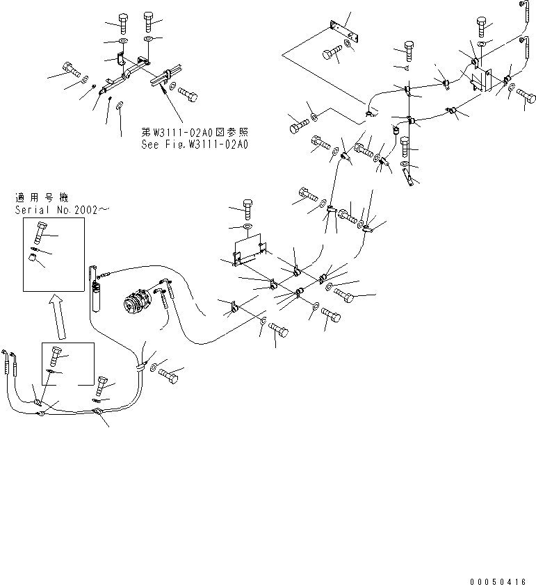 Dump Trucks Komatsu / HM300-2 S/N 2001-2784 (ecot3, For EU)(hm300-2c) / AIR CONDITIONER PIPING (AIR COMPRESSOR PIPING MOUNTING PARTS)(#2001-2677)(420010 : W3111-01A0)