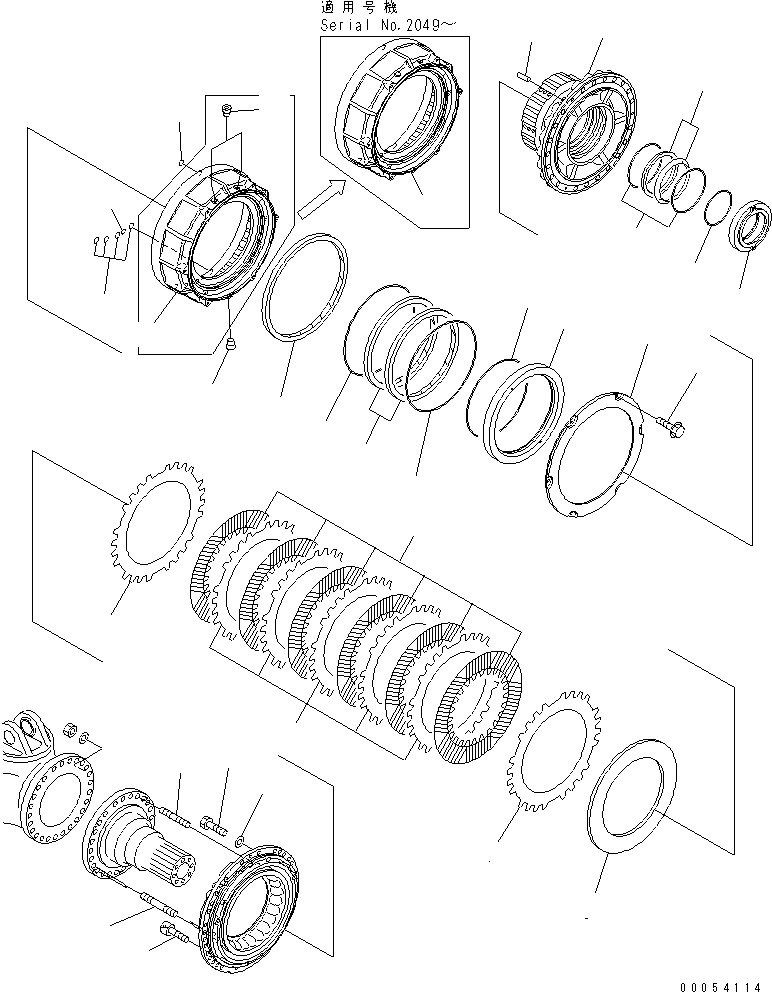 Dump Trucks Komatsu / HM350-2 S/N 2001-2218 (ecot3, For EU)(hm350-2c) / FRONT FINAL BRAKE (L.H.) (HUB)(#2001-)(150250 : F3360-02A0)