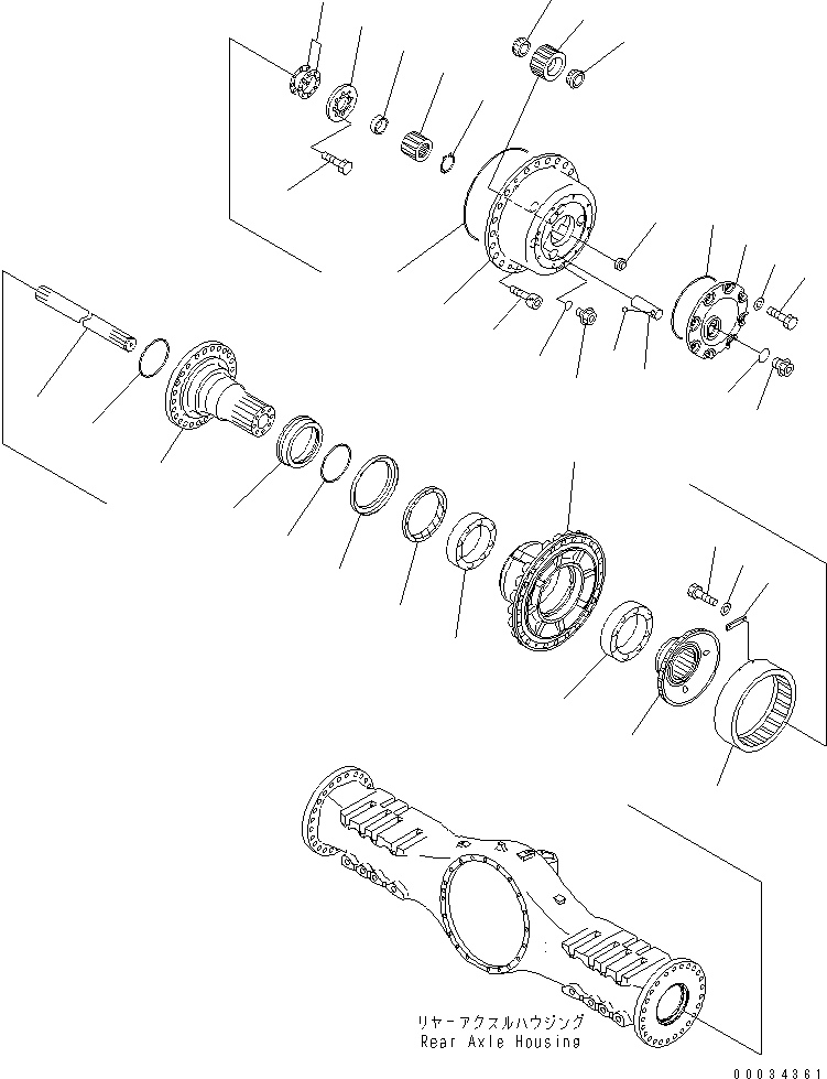Dump Trucks Komatsu / HM350-2 S/N 2001-2218 (ecot3, For EU)(hm350-2c) / REAR AXLE (L.H.) (FINAL DRIVE)(#2001-)(150780 : F3560-04A0)