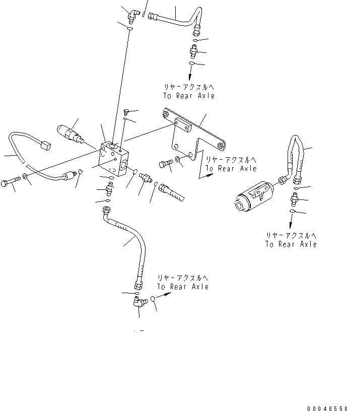 Dump Trucks Komatsu / HM350-2 S/N 2001-2218 (ecot3, For EU)(hm350-2c) / DIFFERENTIAL LOCK PIPING (REAR AXLE LINE)(#2001-)(180690 : H3511-17A0)