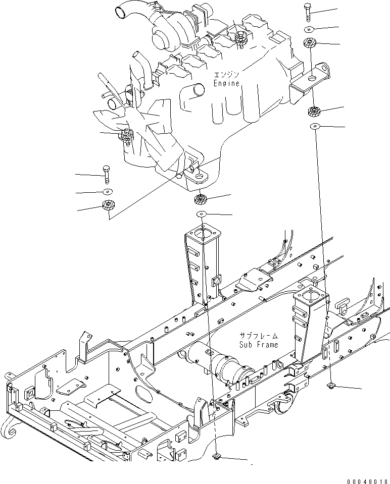 Dump Trucks Komatsu / HM350-2 S/N 2001-2218 (ecot3)(hm350-3c) / ENGINE MOUNTING(#2001-)(030010 : B0100-01A0)