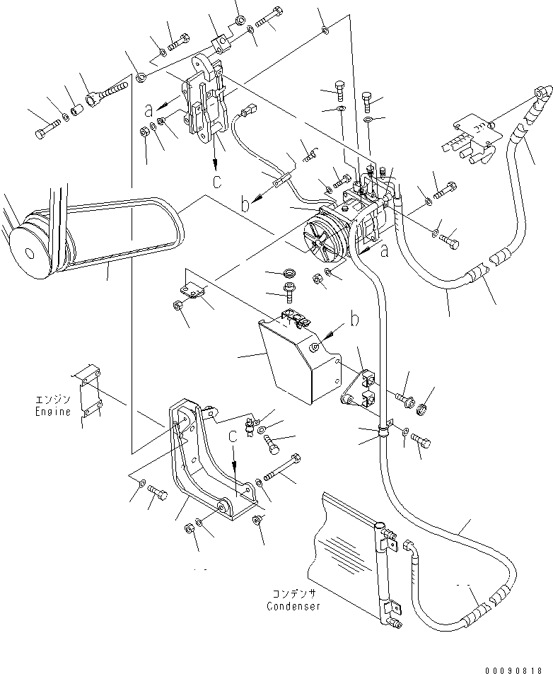 Dump Trucks Komatsu / HM350-2 S/N 2001-2218 (ecot3)(hm350-3c) / AIR CONDITIONER AND HEATER (AIR COMPRESSOR AND RELATED PARTS) (FOR EU SAFETY REGULATION)(#2219-)(030080 : B0150-02A1)