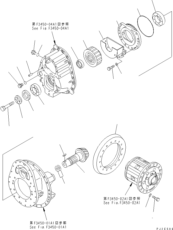 Dump Trucks Komatsu / HM400-1 S/N 1001-UP(hm400-1r) / CENTER AXLE (PINION AND CAGE) (LIMITED SLIP DIF.)(#1033-)(150590 : F3450-03A1)