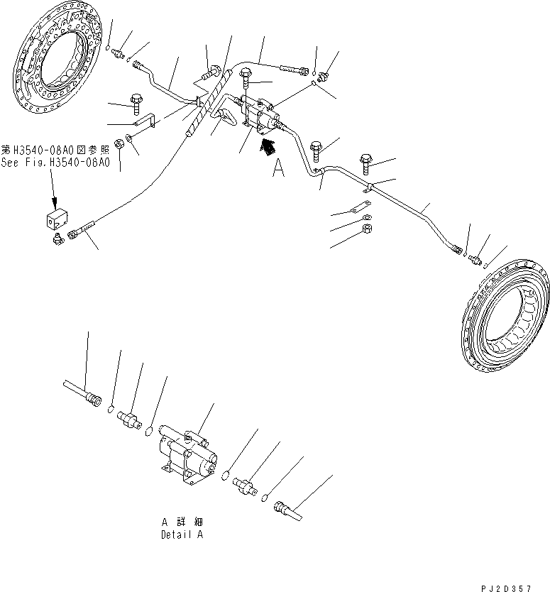 Dump Trucks Komatsu / HM400-1 S/N 1001-UP(hm400-1r) / CENTER BRAKE PIPING(#1001-1103)(150730 : F3455-01A0)