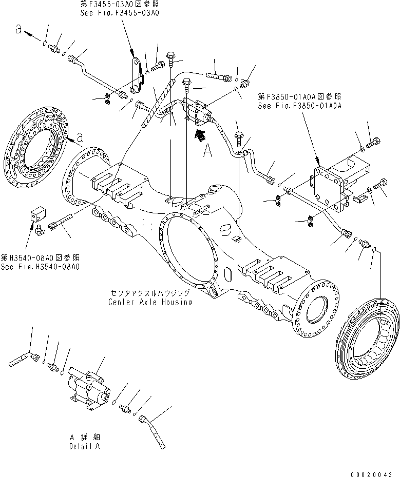 Dump Trucks Komatsu / HM400-1 S/N 1001-UP(hm400-1r) / CENTER BRAKE PIPING(#1101-)(150740 : F3455-01A0A)