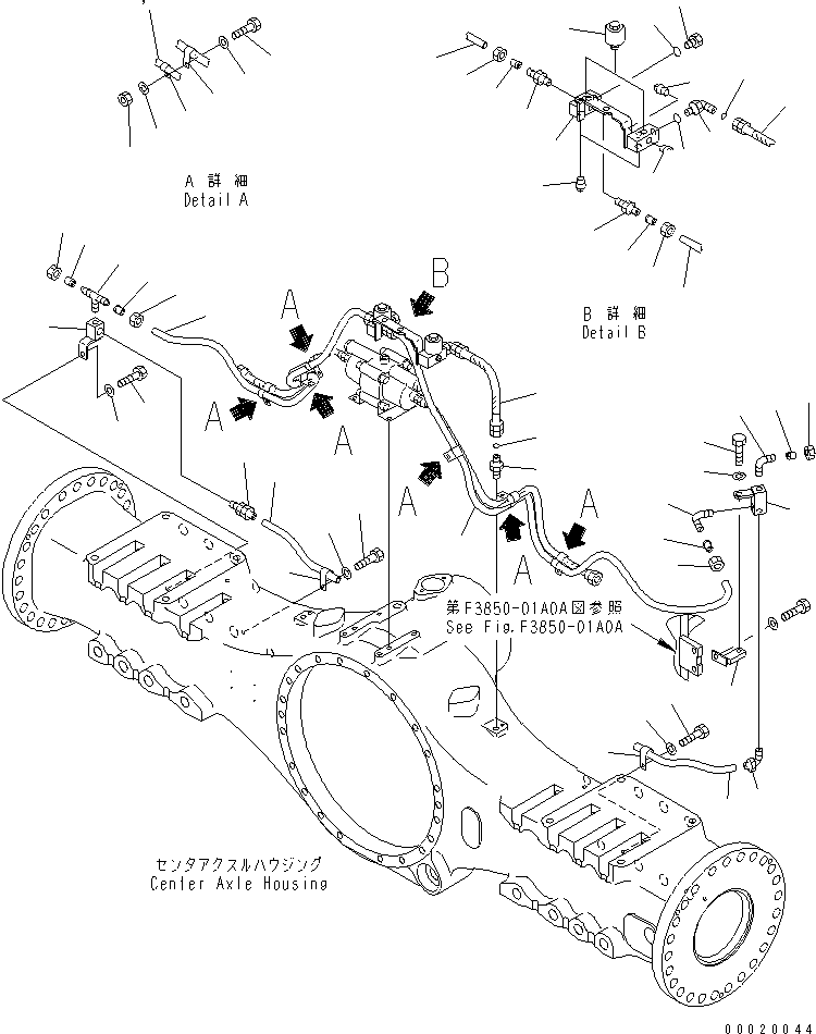Dump Trucks Komatsu / HM400-1 S/N 1001-UP(hm400-1r) / CENTER BRAKE PIPING (DRAIN PIPING)(#1104-)(150770 : F3455-04A0)