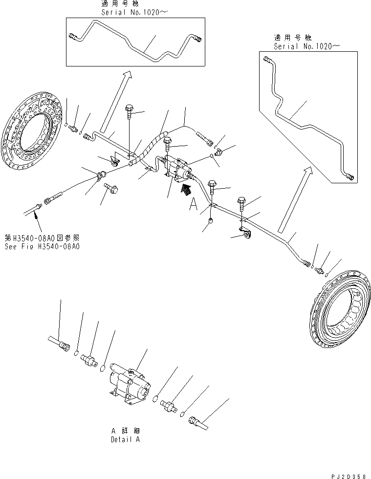 Dump Trucks Komatsu / HM400-1 S/N 1001-UP(hm400-1r) / REAR BRAKE PIPING(#1001-1103)(150820 : F3465-01A0)