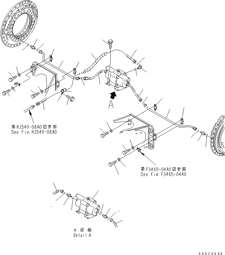 Dump Trucks Komatsu / HM400-1 S/N 1001-UP(hm400-1r) / REAR BRAKE PIPING(#1104-)(150830 : F3465-01A0A)