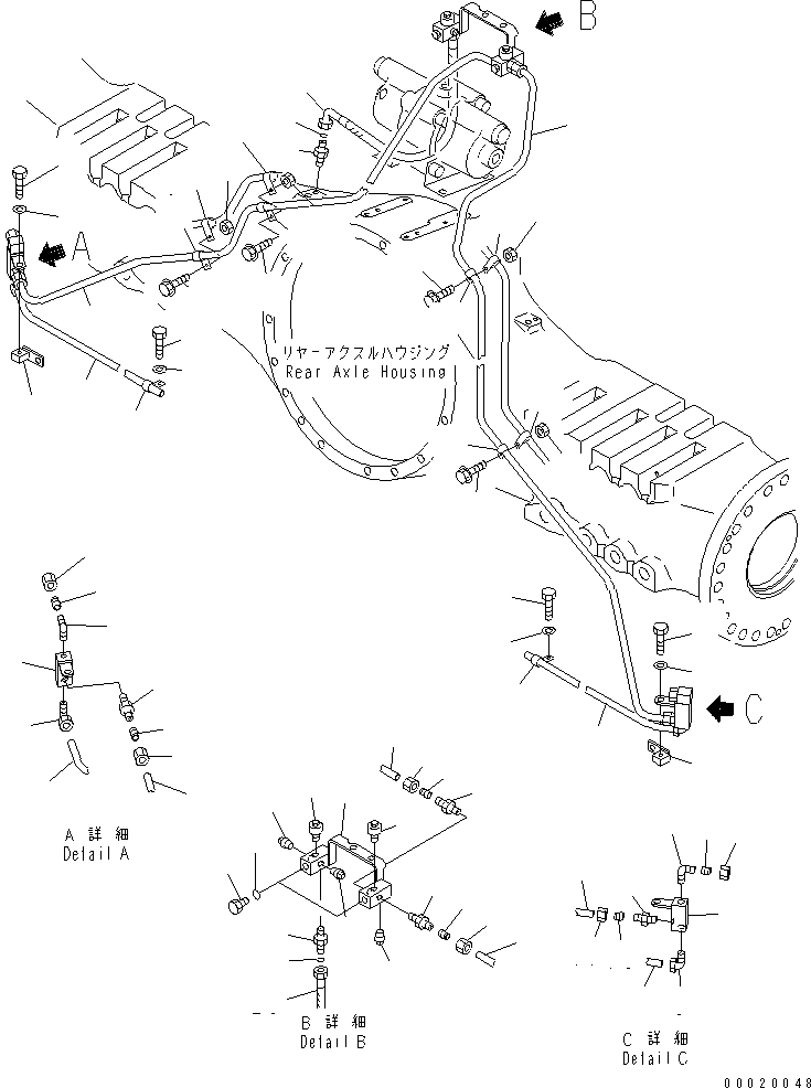Dump Trucks Komatsu / HM400-1 S/N 1001-UP(hm400-1r) / REAR BRAKE PIPING (DRAIN PIPING)(#1104-)(150860 : F3465-04A0)
